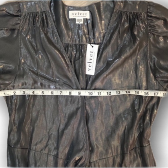 Anthropologie size s silver iridescent wrap party dress graham + spencer - Picture 7 of 9